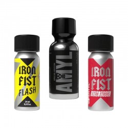 Pack Fusione Estrema con Iron Fist Flash 24 ml, Iron Fist Ultra Strong 24 ml e Amyl Special Edition 30 ml.